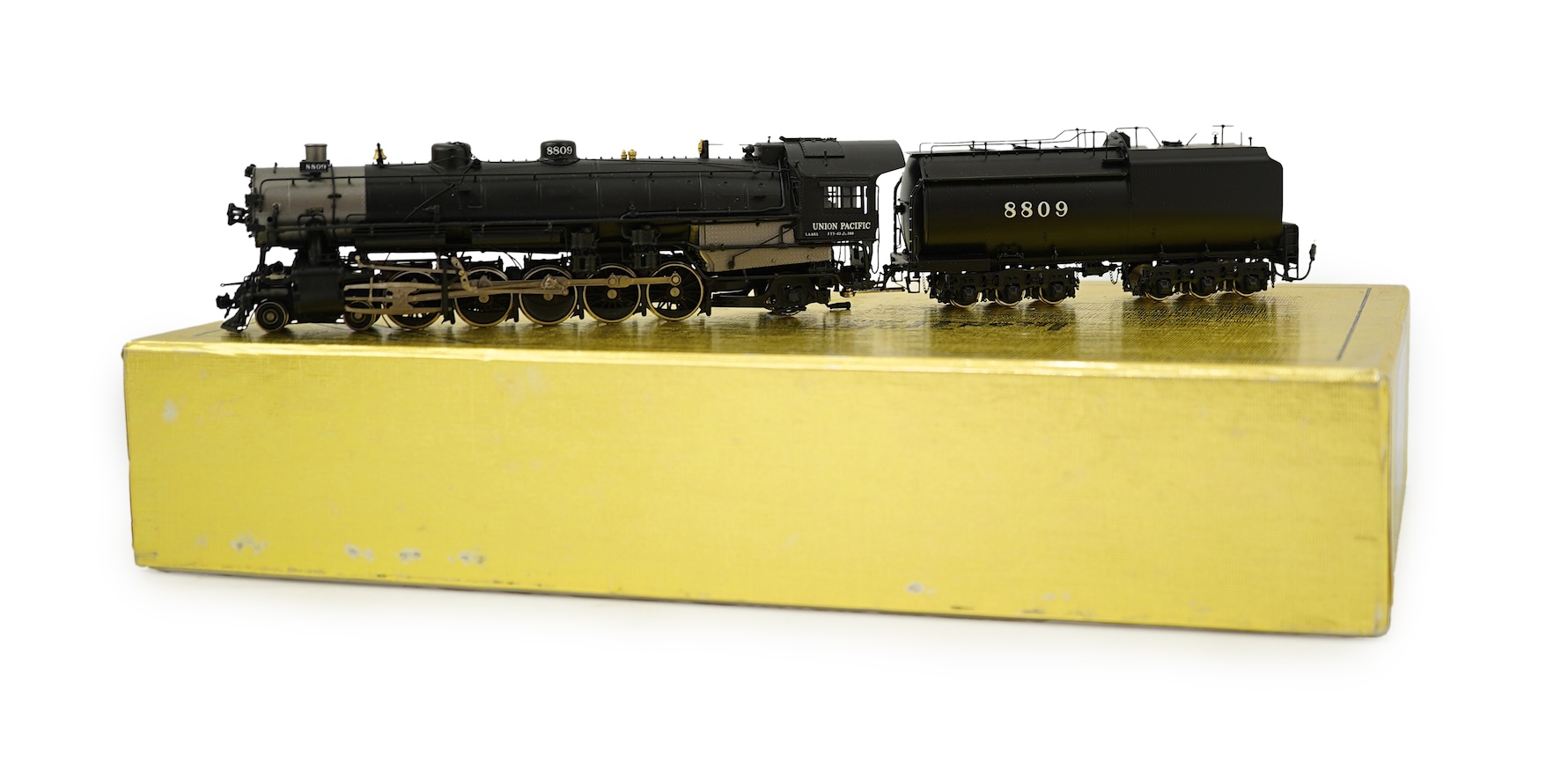 A boxed HO gauge Precision Scale Co. Crown Series (17030-2) model of Union Pacific, 8809, 4-10-2 locomotive with bogie tender, powered for two rail operation.